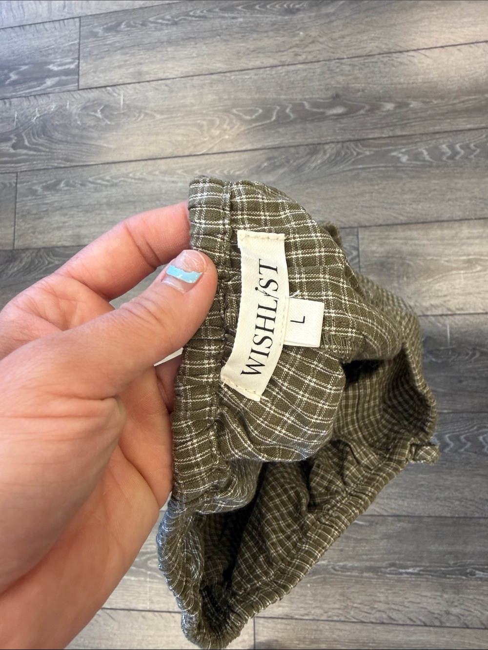 Wishlist Olive Plaid High-Waist Drawstring Shorts - Picture 2 of 2